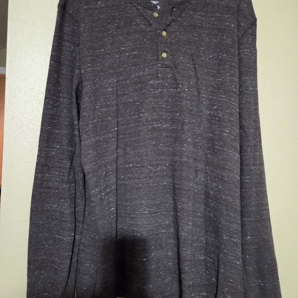 Sonoma Brown Long Sleeve Henley Shirt